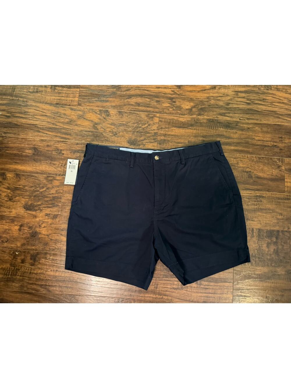 Polo Ralph Lauren Navy Flat Front Shorts Sz 38, 97% Cotton, Classic Style